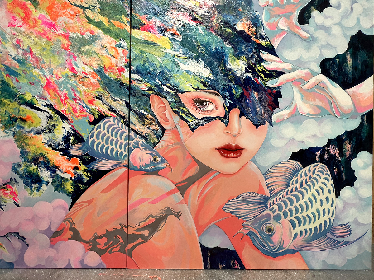 ACRYLIC / アクリル絵の具｜作品『MIND』加筆しました｜真吏奈